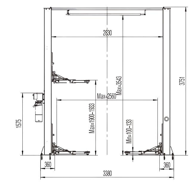 rys tec 1 Podnośnik Dwukolumnowy Samochodowy Warsztatowy Łączony Górą 4T Półautomat