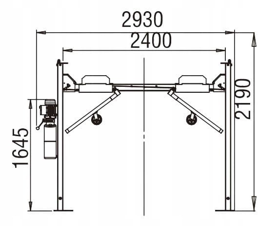 Podnośnik czterokolumnowy 4T mobilny samochodowy rysunek techniczny