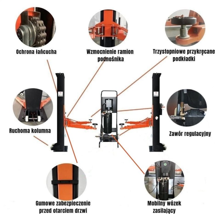 kolko Podnośnik mobilny dwukolumnowy Oryginał nakanałowy TM-BM3000