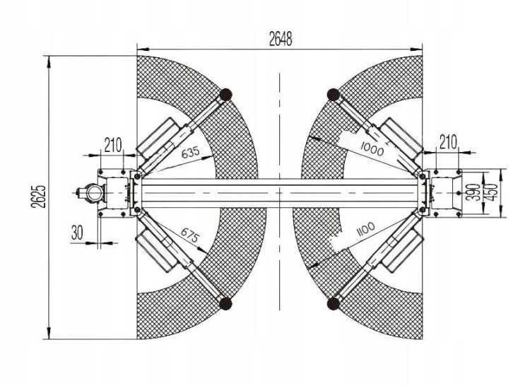 rysunek techniczny 2 Podnośnik Dwukolumnowy Warsztatowy 4T Niebieski