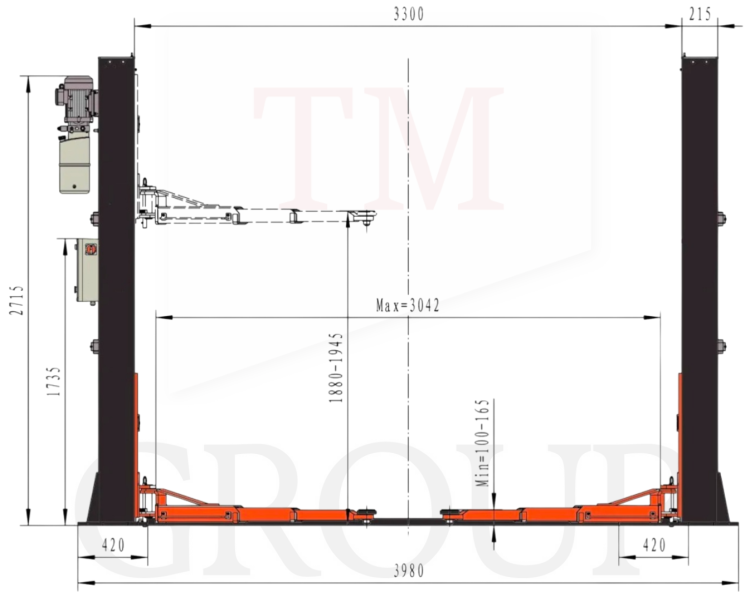 rys tech Podnośnik Dwukolumnowy Warsztatowy do Busów 5,5T Automat + Olej TM-GROUP