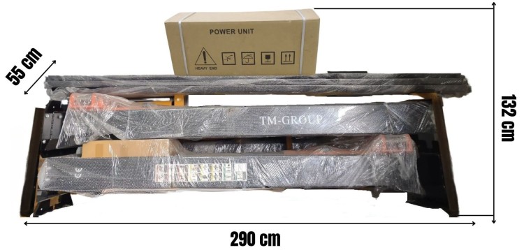wymiary paczki wysyłka Podnośnik Dwukolumnowy Warsztatowy do Busów 5,5T Automat + Olej TM-GROUP