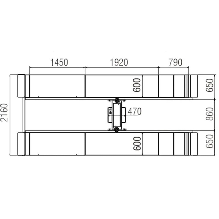 Rysunek techniczny Podnośnik Nożycowy Specjalistyczny Diagnostyczny 4T TM-GROUP