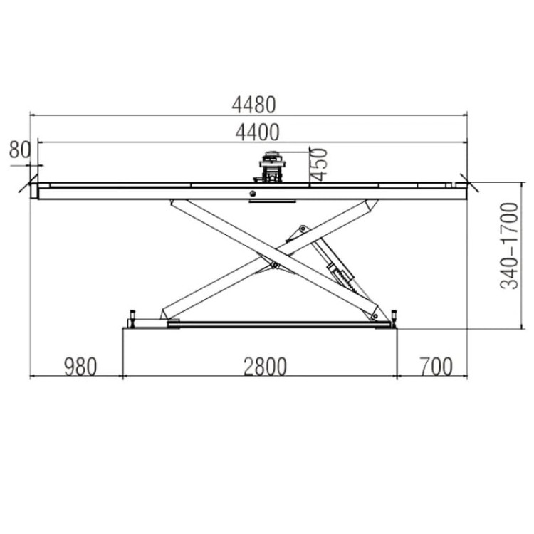 Rysunek techniczny 2 Podnośnik Nożycowy Specjalistyczny Diagnostyczny 4T TM-GROUP