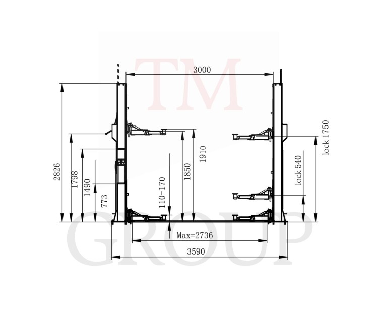 VB4500MS Podnośnik Dwukolumnowy Półautomat 4,5T