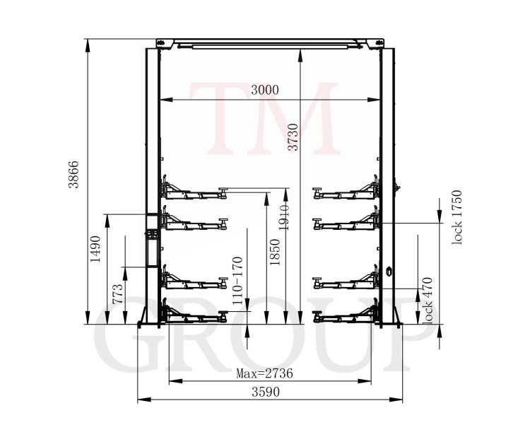 VC4500 Podnośnik Dwukolumnowy Łączony Górą 4,5T