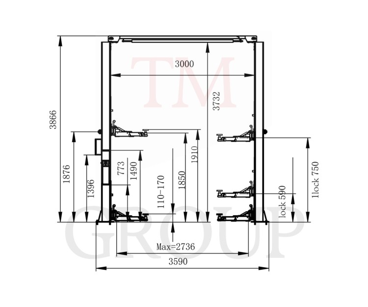 VC4500ES-H Podnośnik Dwukolumnowy Łączony Górą automat 4,5T