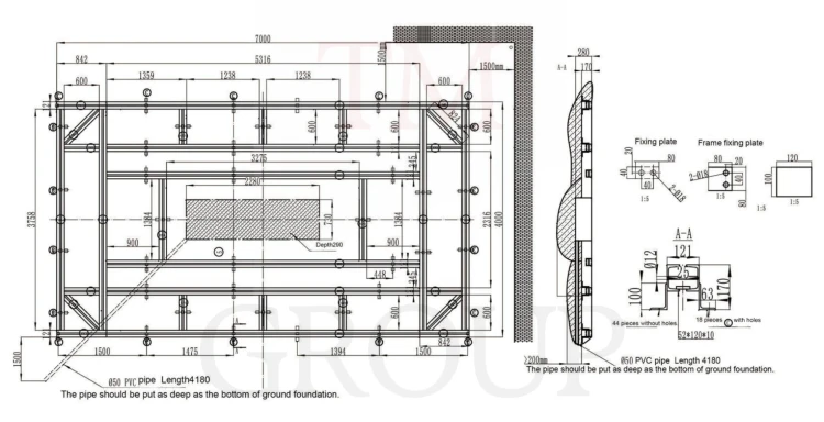Rama naprawcza, płyta blacharska, rama podposadzkowa pod zabudowę 3,5T rysunek techniczny